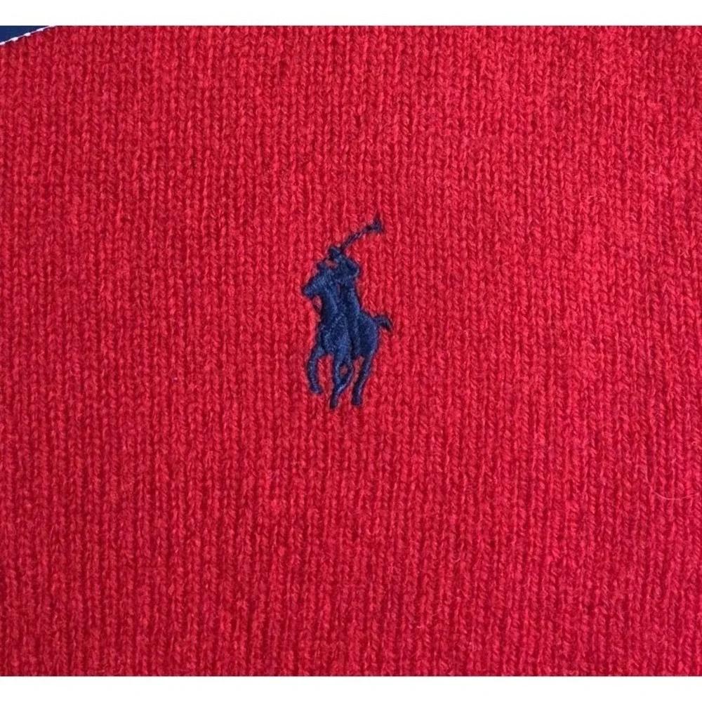 Polo Ralph Lauren Sweater Mens XL Merino Wool Washable Red V-Neck New NWT